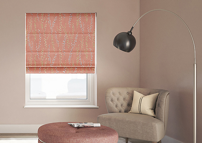 Willow Field, French Coral - Roman Blind - Image 3